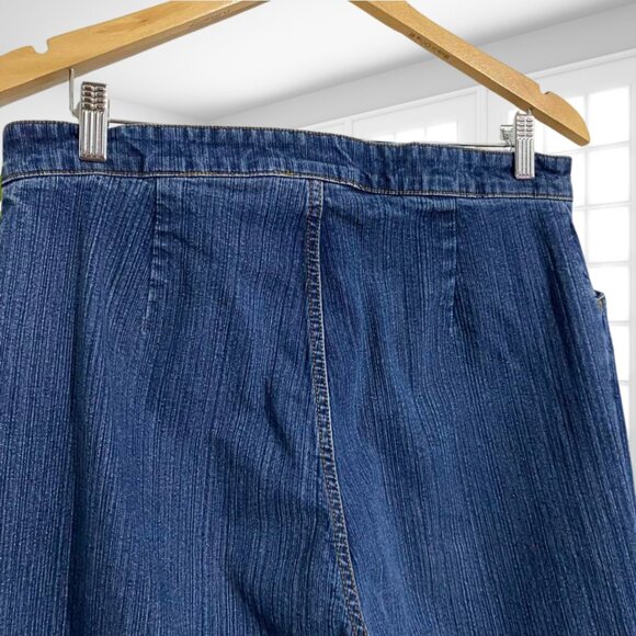 Bill Blass Stretch Jeans Size 14 Embroidered Hem Cropped Denim Boho Chic Pants - Picture 7 of 11